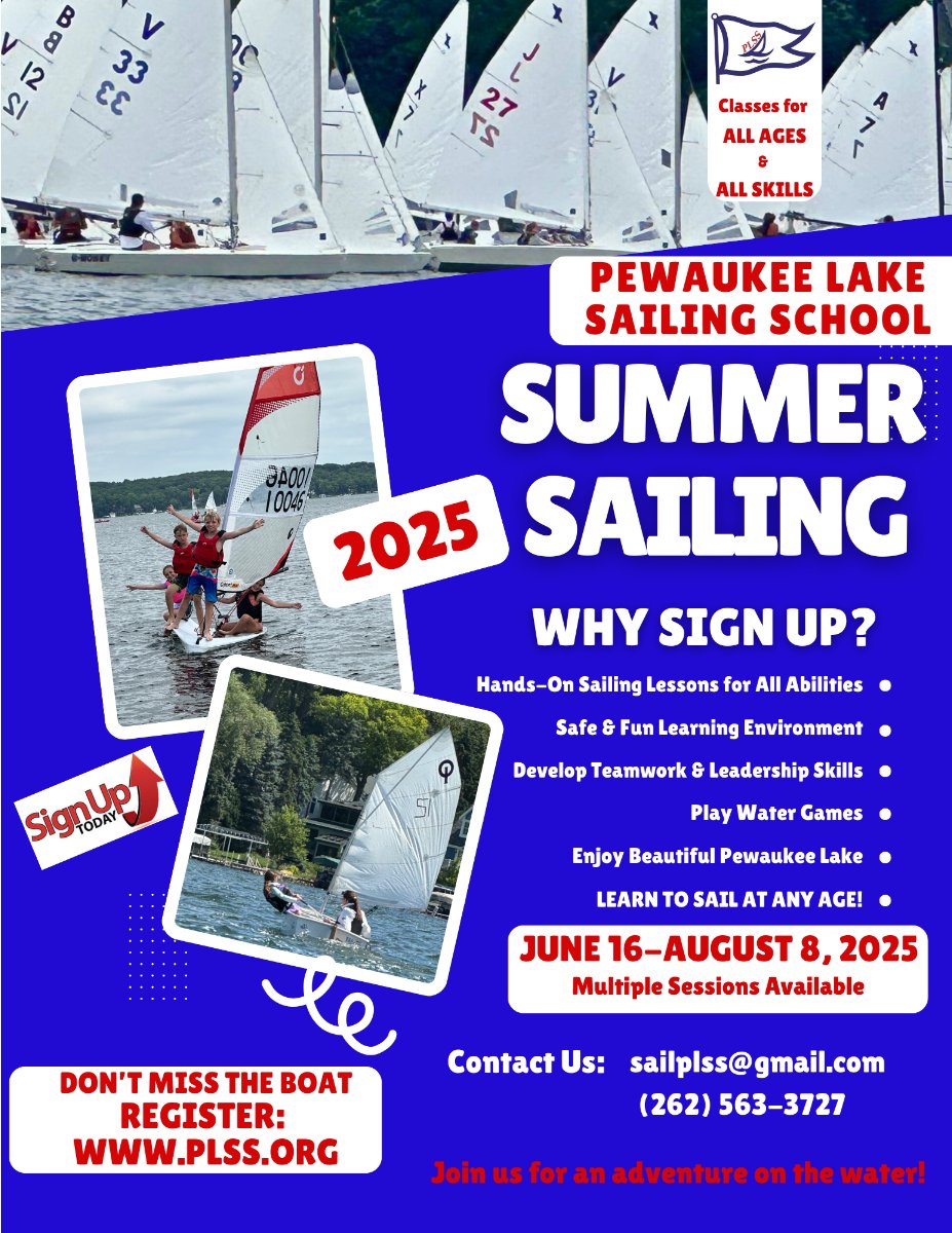 pewaukee lake sailing school summer 2025