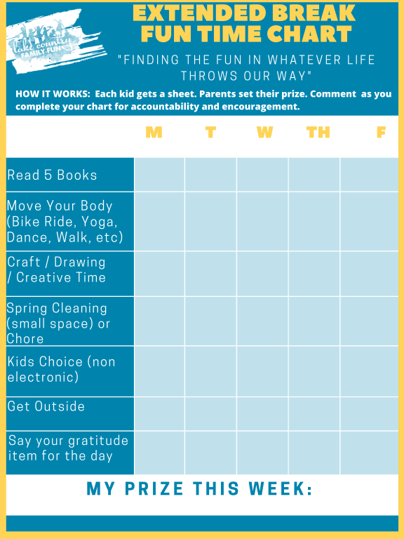 Coronavirus At-Home Fun Time Chart Sheet