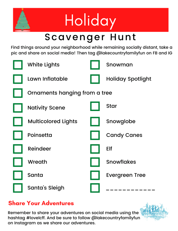 Holiday Christmas Scavenger Hunt