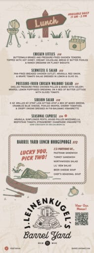 Brewers Barrel Yard Lunch Menu