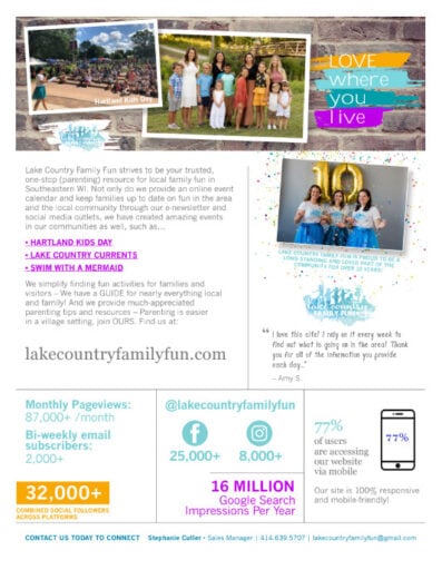 Lake Country Family Fun Work with Us Advertising Media Kit Page