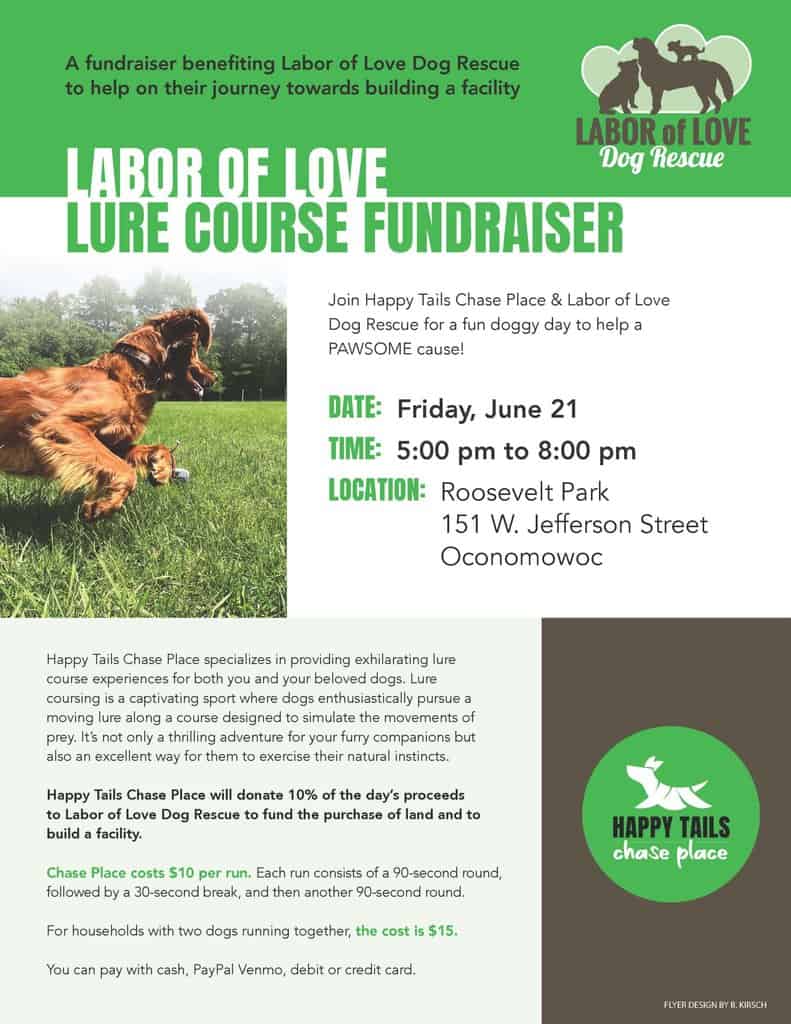 Happy Tails Event June 2024 Labor of Love Lure Course Fundraiser